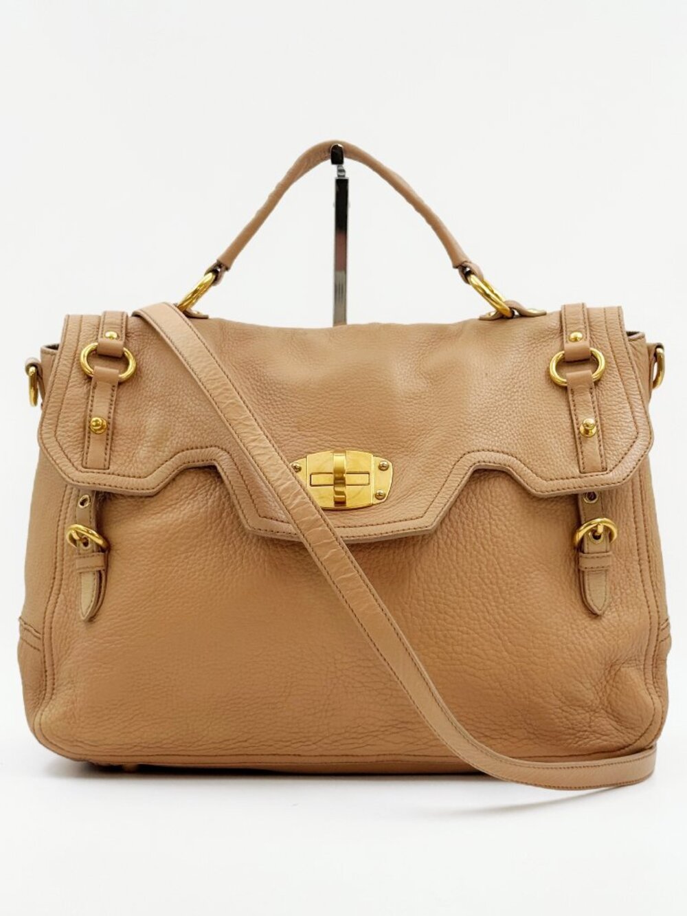 Miu Miu Beige Leather Large Satchel Shoulder Bag with Strap